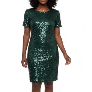 Royal Feelings Vintage Hunter Emerald‎ Green Sequin Dress Women's Size XL